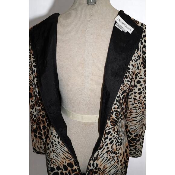 Vintage David Warren Animal Print Drape Dress Size 8 – Safari Glam Shoulder Pad - Picture 6 of 8